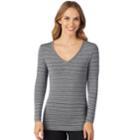 Women's Cuddl Duds Softwear V-neck Top, Size: Xs, Grey