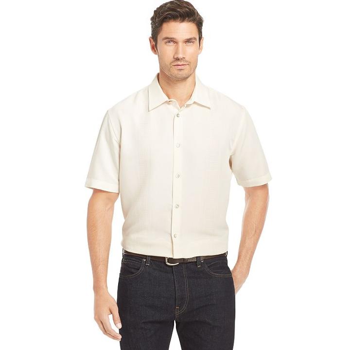 Big & Tall Van Heusen Classic-fit Grid Button-down Shirt, Men's, Size: Xl Tall, Natural