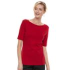 Women's Croft & Barrow&reg; Squareneck Tie-shoulder Top, Size: Xxl, Med Red