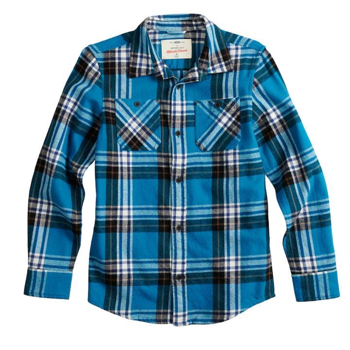 Boys 8-20 Urban Pipeline Plaid Button-down Flannel Shirt, Size: Small, Dark Blue