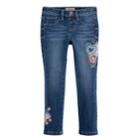 Girls 4-7 Squeeze Floral Embroidered Skinny Jeggings, Size: 6, Med Blue