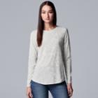 Women's Simply Vera Vera Wang Floral Lace Tee, Size: Small, Light Grey