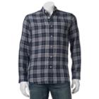 Men's Sonoma Goods For Life&trade; Double-weave Button-down Shirt, Size: Medium, Dark Blue
