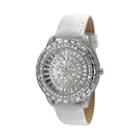 Peugeot Women's Crystal Leather Watch - J6013, White, Durable