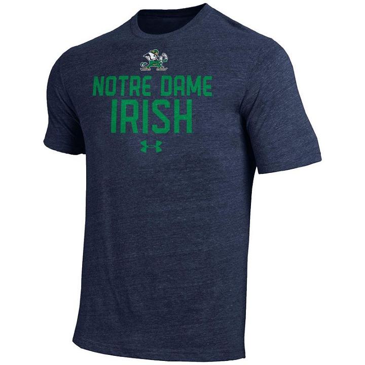 Men's Under Armour Notre Dame Fighting Irish Triblend Tee, Size: Large, Blue (navy)