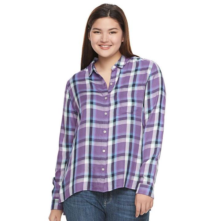 Juniors' Plus Size So® High-low Shirt, Girl's, Size: 1xl, Med Purple