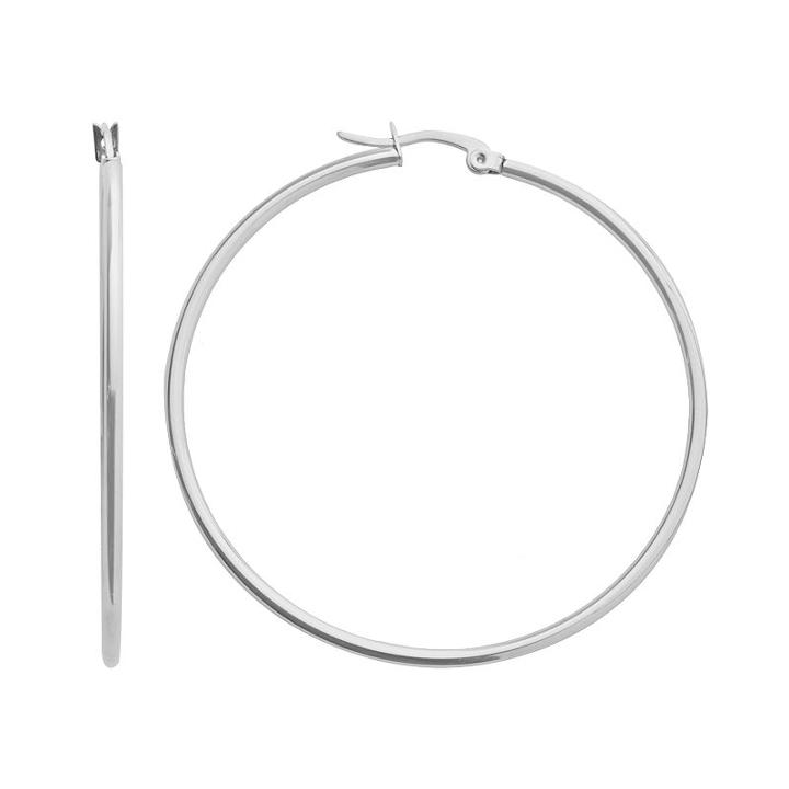 Stainless Steel Hoop Earrings, Women's, Grey