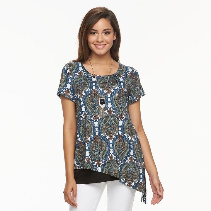 Women's Ab Studio Asymmetrical Popover Top, Size: Medium, Ovrfl Oth