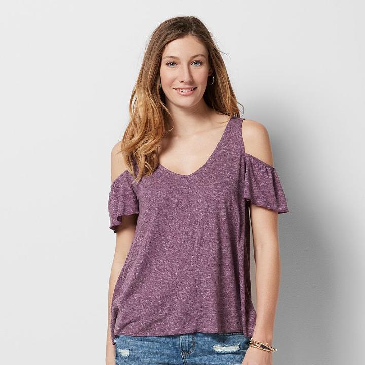Women's Sonoma Goods For Life™ Cold-shoulder Tee, Size: Xxl, Med Purple
