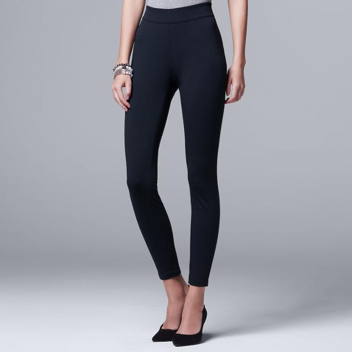 Women's Simply Vera Vera Wang Pull-on Ponte Skinny Pants, Size: Large, Blue (navy)