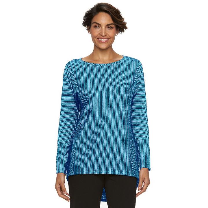 Women's Dana Buchman Striped Jacquard Scoopneck Top, Size: Small, Med Blue