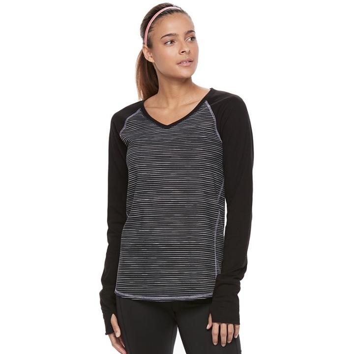 Women's Tek Gear&reg; Printed Long Sleeve Tee, Size: Xl, Black