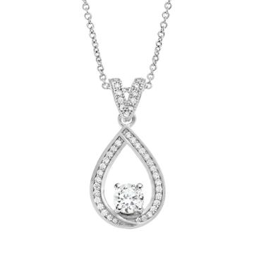 The Silver Lining Cubic Zirconia Silver Tone Teardrop Pendant Necklace, Women's, Size: 18, White