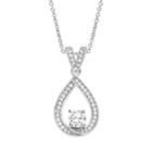 The Silver Lining Cubic Zirconia Silver Tone Teardrop Pendant Necklace, Women's, Size: 18, White