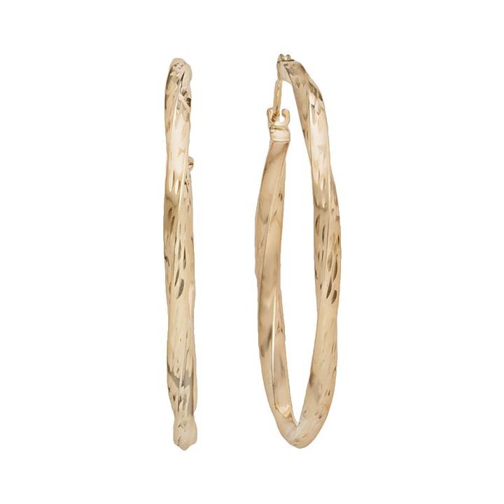 10k Gold Twist Hoop Earrings, Women's, Yellow