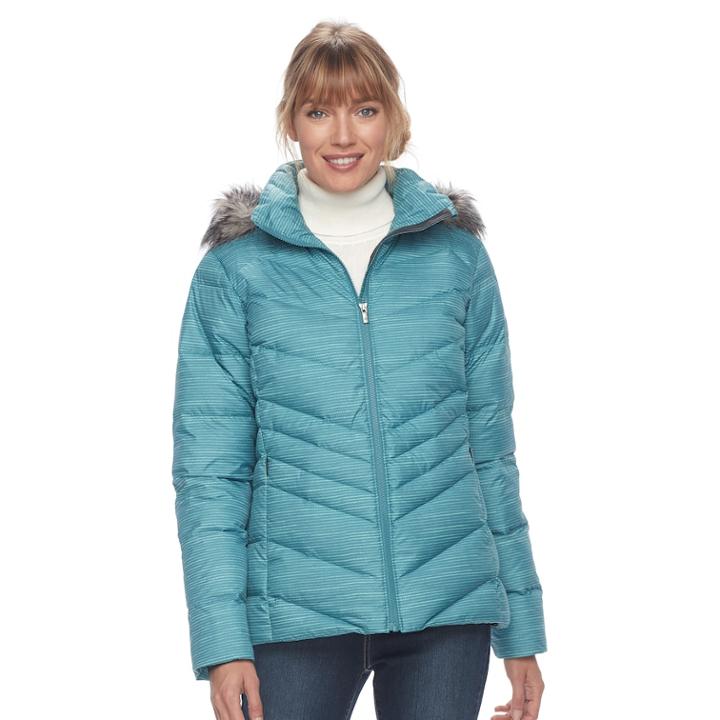 Women's Columbia Icy Heights Hooded Down Puffer Jacket, Size: Medium, Lt Green