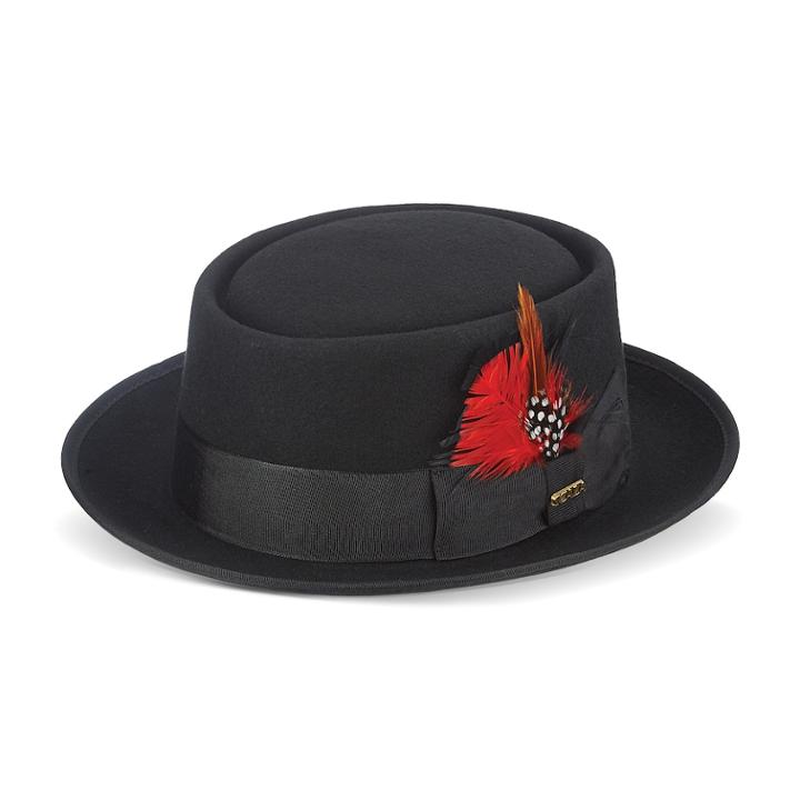 Men's Scala Wool Felt Porkpie Hat, Size: Xxl, Black