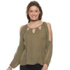 Juniors' Liberty Love Split Sleeve Top, Teens, Size: Large, Dark Green