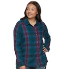 Juniors' Plus Size Mudd&reg; Plaid Flannel Shirt, Teens, Size: 2xl, Dark Blue