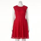 Women's Suite 7 Red Lace Fit & Flare Dress, Size: 6, Brt Red