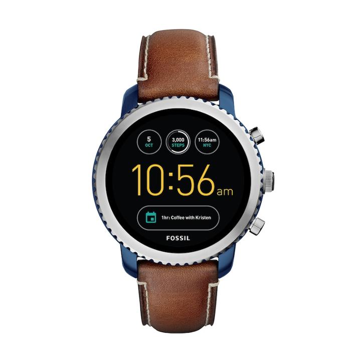 Fossil Men's Q Explorist Gen 3 Leather Smart Watch - Ftw4004, Size: Large, Grey