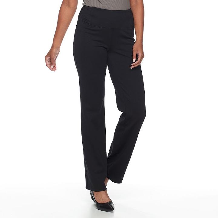 Women's Apt. 9&reg; Tummy Control Ponte Pull-on Pants, Size: Large, Black