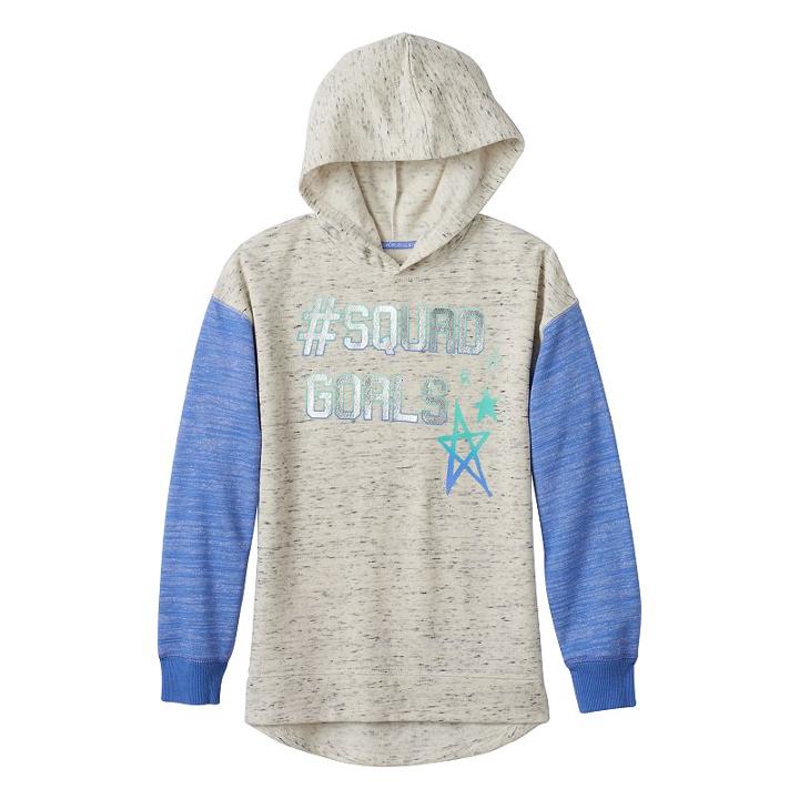 Girls Plus Size So&reg; Graphic Fleece Hoodie, Girl's, Size: 16 1/2, Med Grey