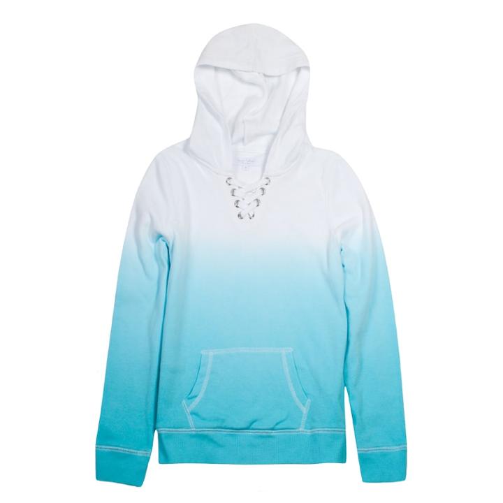 Girls 7-16 Harper & Elliot Lace-up Neck Hoodie, Size: Medium, Blue
