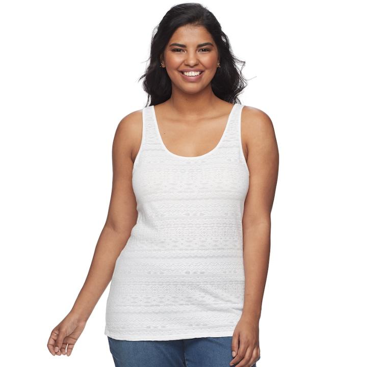Juniors' Plus Size So&reg; Lace Tank, Teens, Size: 2xl, White