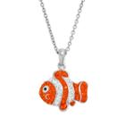 Silver Tone Crystal Fish Pendant Necklace, Women's, Orange