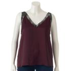 Plus Size Jennifer Lopez Lace-trim Satin Camisole, Women's, Size: 3xl, Dark Red