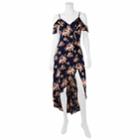 Juniors' Iz Byer Floral Cold-shoulder Maxi Romper, Teens, Size: 1, Navy Floral