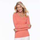 Women's Croft & Barrow&reg; Cable-knit Sweater, Size: Large, Lt Orange