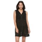 Women's Apt. 9&reg; Shadow Stripe Hooded Swim Cover-up, Size: Small, Oxford