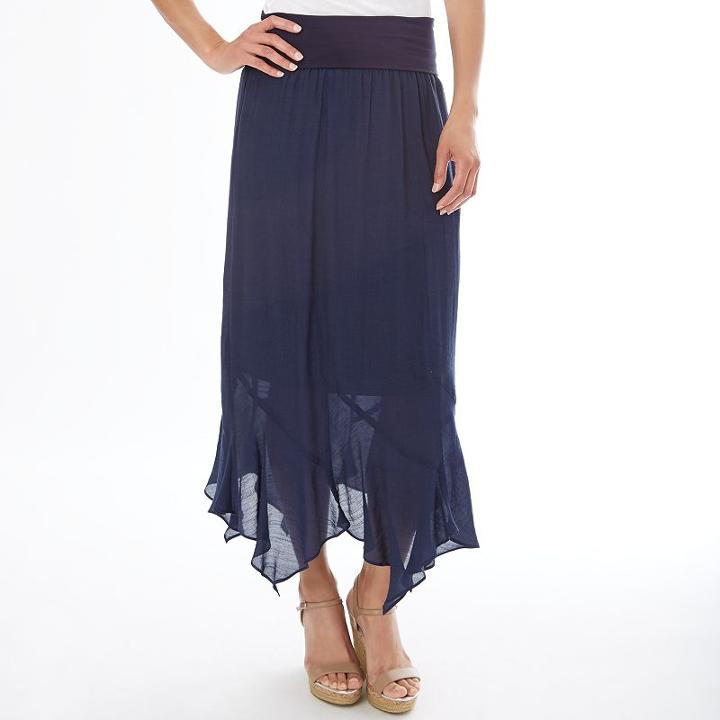 Women's Apt. 9&reg; Gauze Handkerchief Maxi Skirt, Size: Small, Blue (navy)