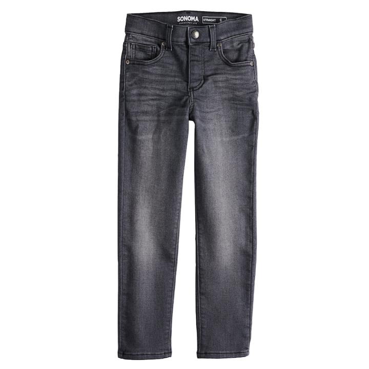 Boys 4-8 Sonoma Goods For Life&trade; Knit Denim Straight Jeans, Size: 7, Dark Grey