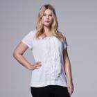 Plus Size Simply Vera Vera Wang Chiffon Ruffle Tee, Women's, Size: 3xl, White