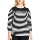 Plus Size Chaps Striped Jersey Crewneck Tee, Women's, Size: 2xl, Green