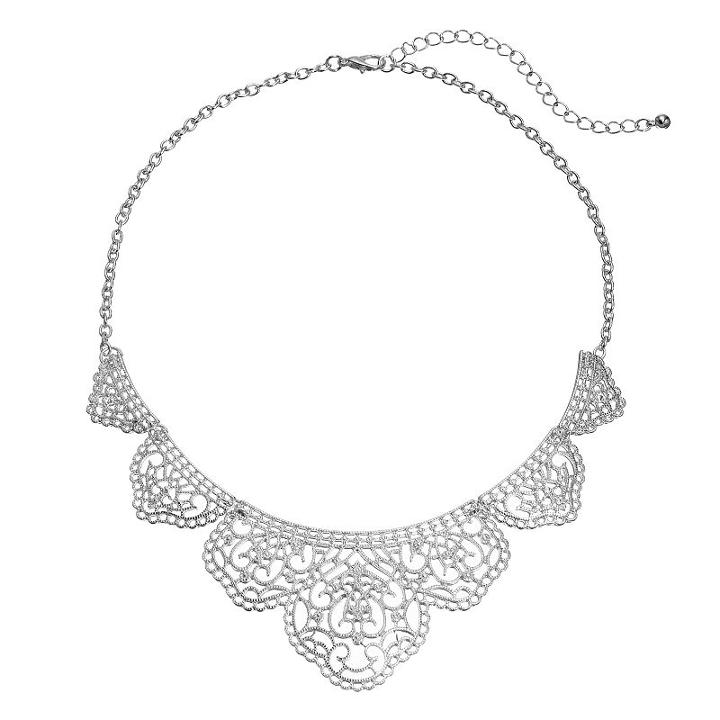 Mudd&reg; Scalloped Filigree Necklace, Girl's, Silver