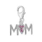 Personal Charm Sterling Silver Crystal Mom Heart Charm, Women's, Pink
