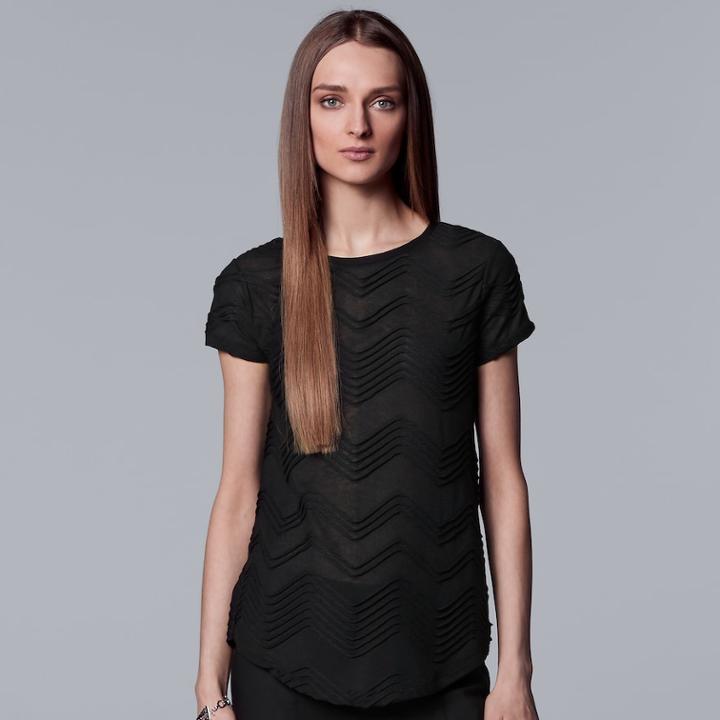 Women's Simply Vera Vera Wang Textured Zigzag Tee, Size: Small, Black