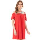 Women's Apt. 9&reg; Cold-shoulder Embroidered Swing Dress, Size: Small, Red