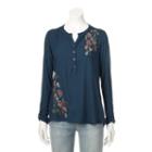 Women's Sonoma Goods For Life&trade; Embroidered Utility Shirt, Size: Large, Dark Blue