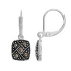 Silver Luxuries Marcasite Square Drop Earrings, Women's, Grey