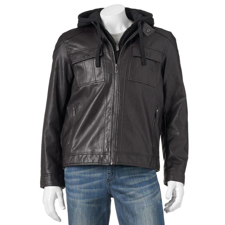 Men's Apt. 9&reg; Classic-fit Faux-leather Military Jacket, Size: Xl, Dark Brown