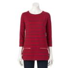 Women's Croft & Barrow&reg; Zippered Crewneck Top, Size: Medium, Med Red
