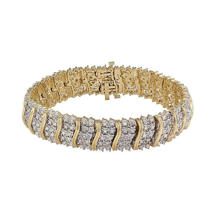 14k Gold Over Silver 2-ct. T.w. Diamond Tennis Bracelet, Women's, Size: 7.5, White