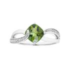 Sterling Silver Peridot & Diamond Accent Cushion Bypass Ring, Women's, Size: 9, Green