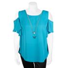 Juniors' Plus Size Iz Byer Cold-shoulder Top, Teens, Size: 1xl, Turquoise/blue (turq/aqua)