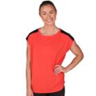 Women's Jockey Sport Illusion Cap Sleeve Tee, Size: Small, Orange Oth